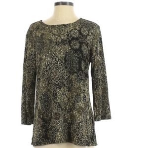 Jm Collection 3/4 Sleeve stretch print  Top size small acetate blend fancy